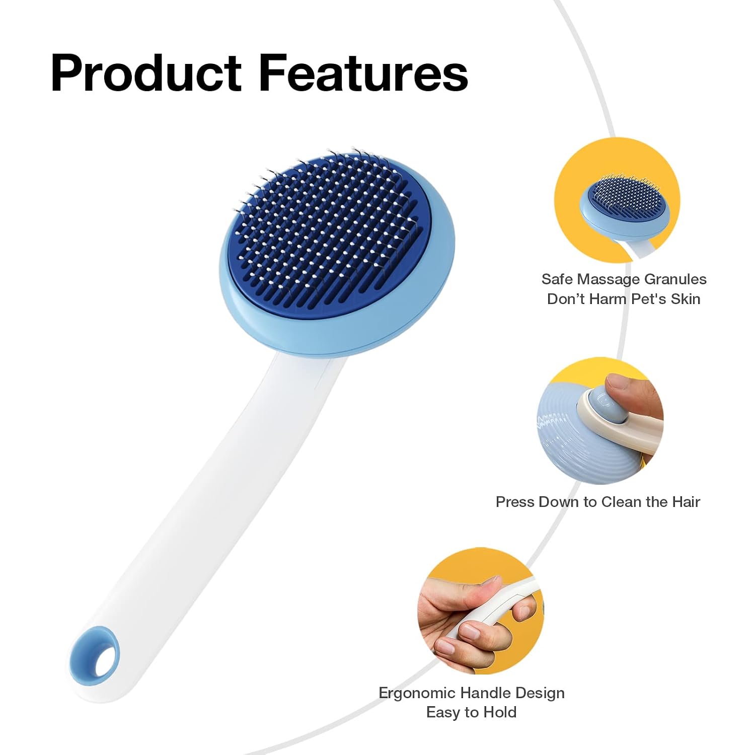 Cat and Dog Grooming Self-Cleaning Comb 2-Piece Set - Removes Tangles and Undercoat (Blue) - Image 2