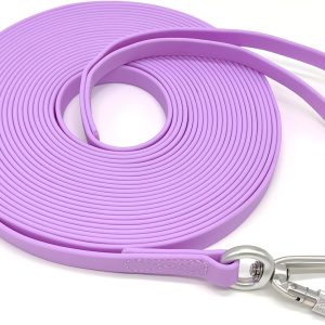 Long Dog Leash Waterproof Training Leashes 50ft 30ft 20ft 15ft 10ft 6ft, Odor Proof Recall Long Line Lead with Aviation Aluminum Carabiner Clip for Small, Medium, Large Dogs(10FT, Purple)