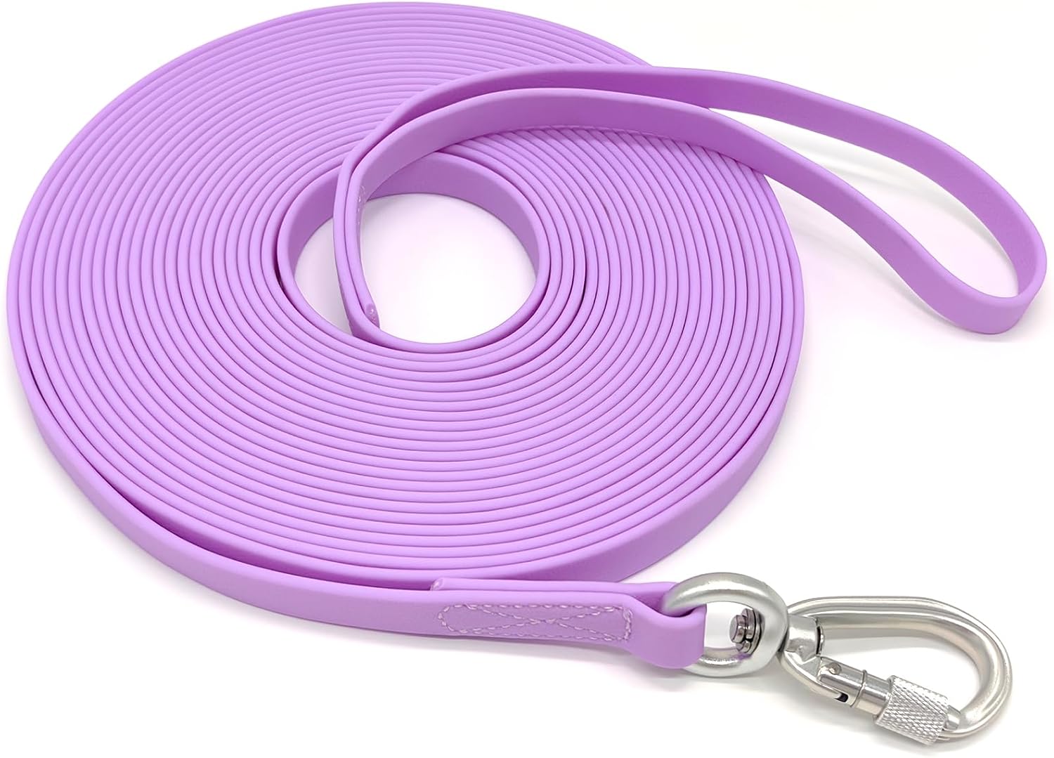 Long Dog Leash Waterproof Training Leashes 50ft 30ft 20ft 15ft 10ft 6ft, Odor Proof Recall Long Line Lead with Aviation Aluminum Carabiner Clip for Small, Medium, Large Dogs(10FT, Purple)