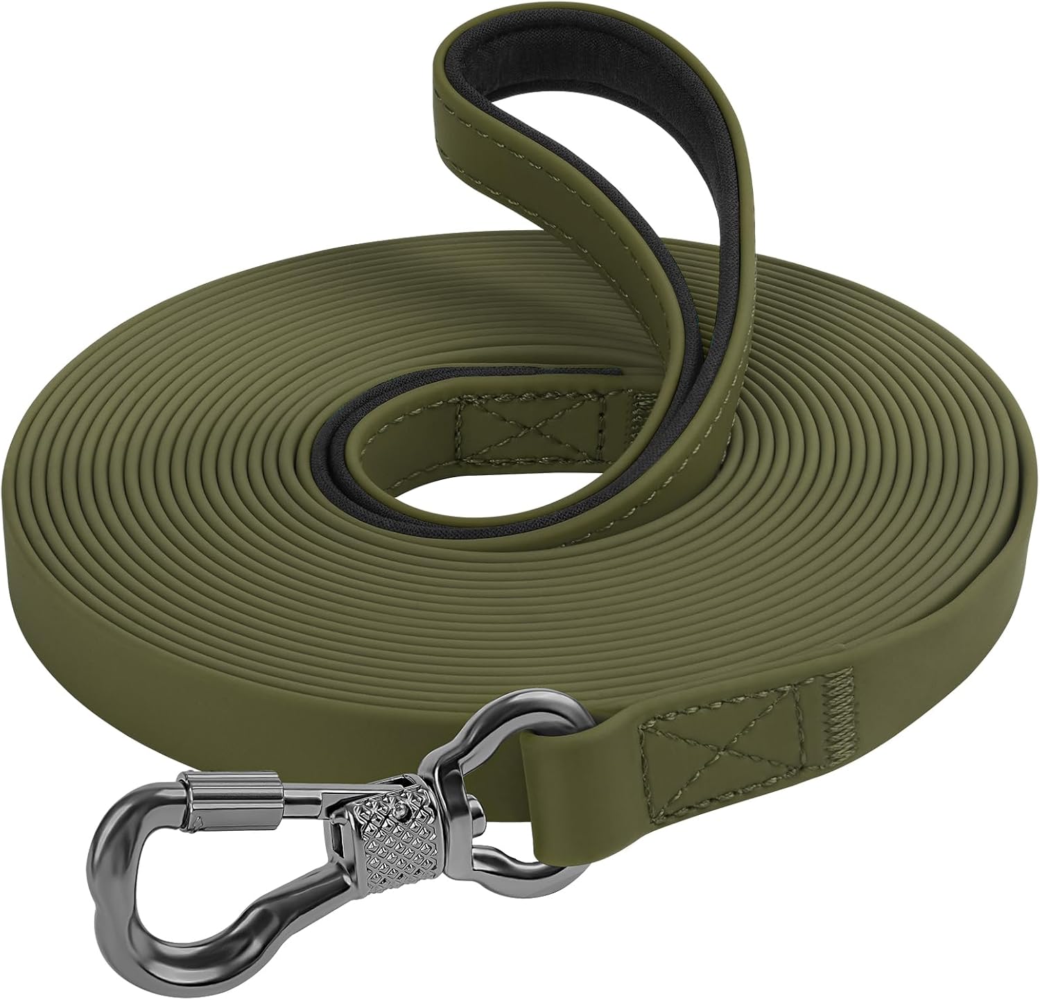 Waterproof Long Leash for Dogs Outside, Training Long Line Lead for Large Medium Small Dogs Outside Walking, Playing, Camping, or Yard (10FT, Olive)