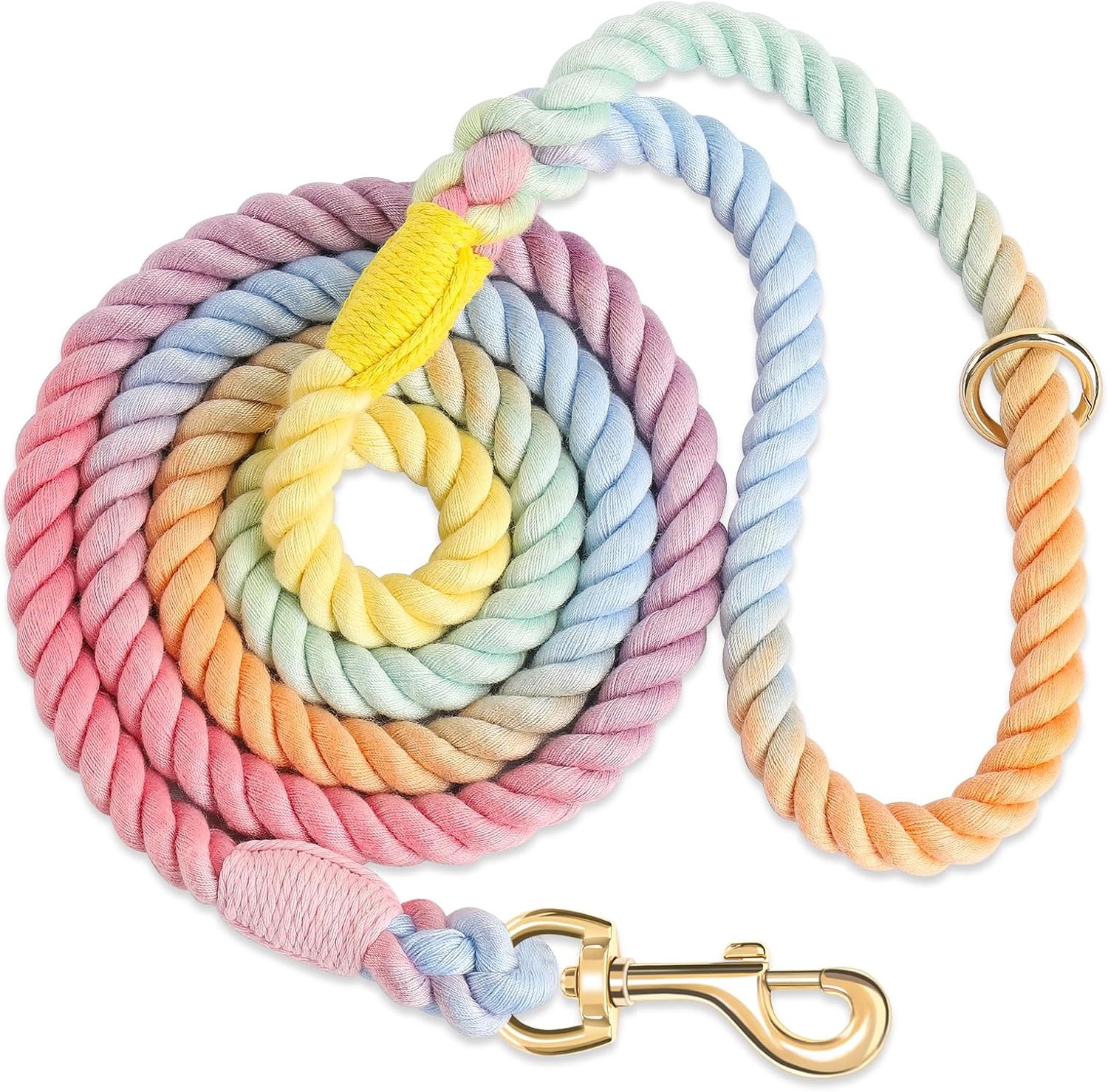 5 FT Dog Leash Handmade Braided Rope Dog Leash for Small Medium and Large Dogs, Colorful Macaron