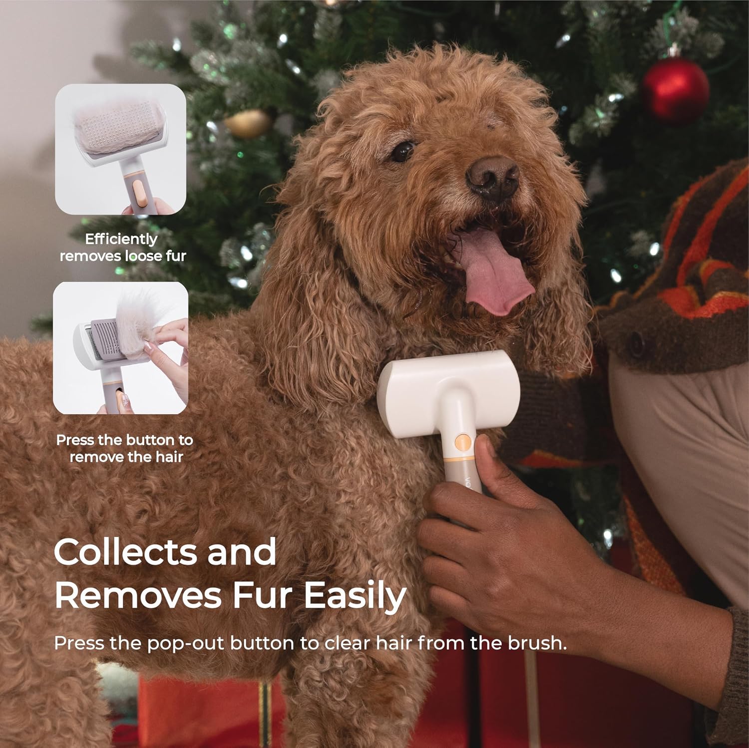 Universal Self-Cleaning Grooming Brush for Cats and Dogs - Gently Removes Undercoat, Easily Removes Pet Hair - Image 2